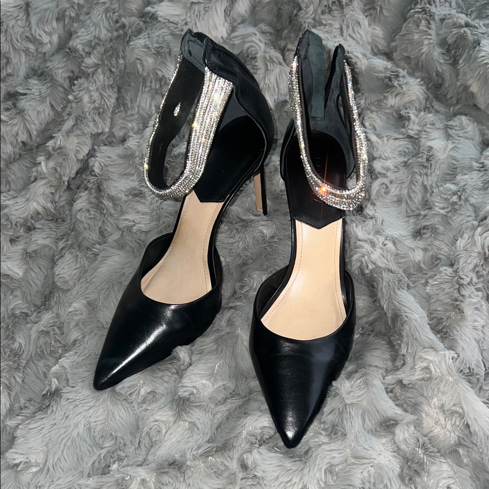 Shutz Elegant Black Heels with Rhinestone Detail